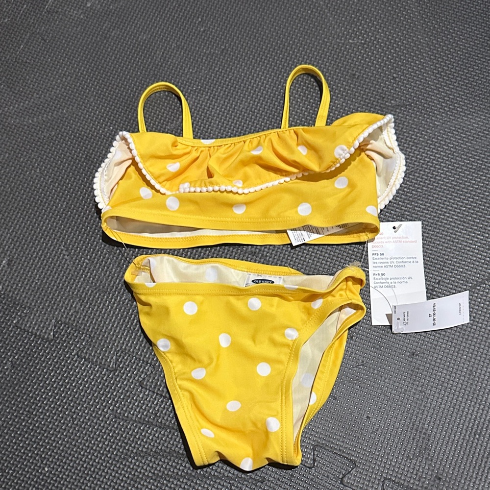 New Old Navy Yellow Polka Dot Bikini Set Size 2T